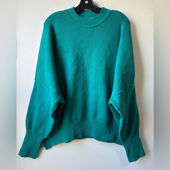 Free People Teal Knit Crewneck Sweater - Picture 4 of 14